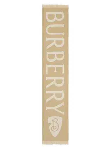 Burberry Men's Logo Wool Scarf - Sand | Thumbnail 3 Burberry Men's Logo Wool Scarf - Sand | Thumbnail 3