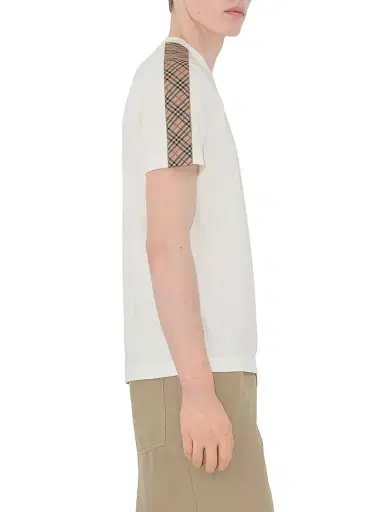 Burberry Men's Check Shoulder Cotton T-Shirt | Thumbnail 4 Burberry Men's Check Shoulder Cotton T-Shirt | Thumbnail 4