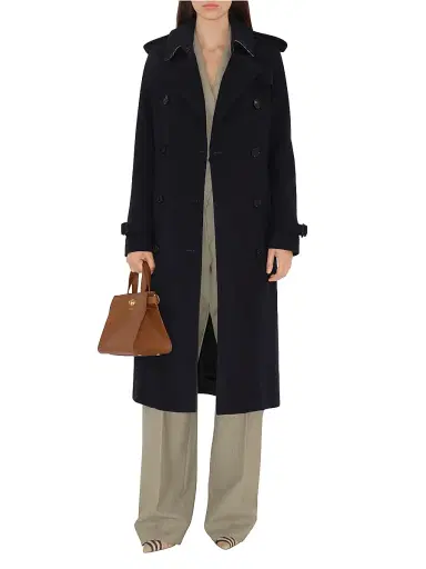Burberry Women's Kensington Cashmere Long Trench Coat - Navy - Size 14 | Thumbnail 2 Burberry Women's Kensington Cashmere Long Trench Coat - Navy - Size 14 | Thumbnail 2