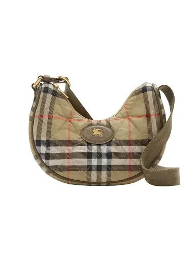 Burberry Women's Check Horseshoe Crossbody Bag - Sand | Thumbnail 1 Burberry Women's Check Horseshoe Crossbody Bag - Sand | Thumbnail 1
