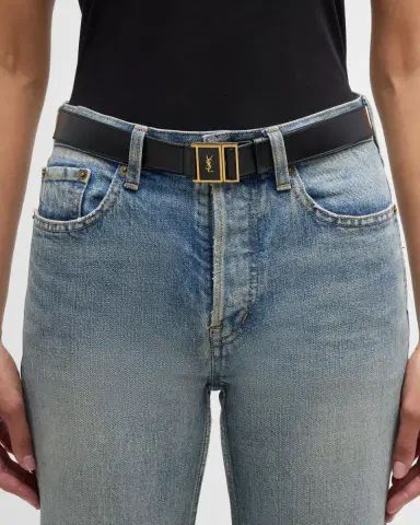 Saint Laurent YSL Buckled Grainy Leather Belt | Thumbnail 2 Saint Laurent YSL Buckled Grainy Leather Belt | Thumbnail 2