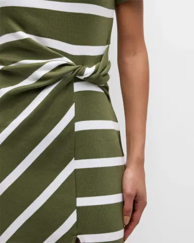 TANYA TAYLOR Cody Twisted-Waist Short-Sleeve Striped Midi Dress | Thumbnail 5 TANYA TAYLOR Cody Twisted-Waist Short-Sleeve Striped Midi Dress | Thumbnail 5
