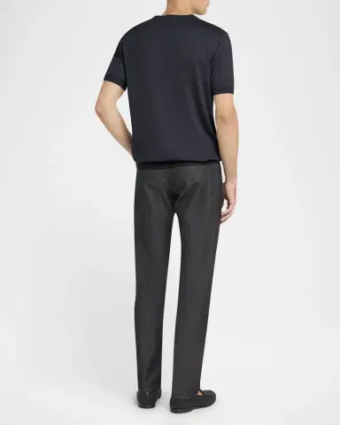 Giorgio Armani Men's Silk-Cotton Crew T-Shirt | Thumbnail 3 Giorgio Armani Men's Silk-Cotton Crew T-Shirt | Thumbnail 3
