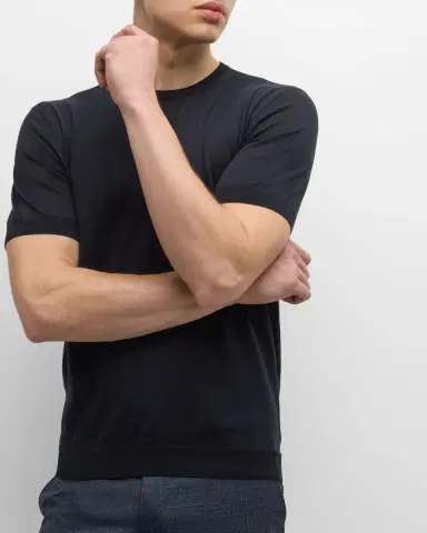 Giorgio Armani Men's Silk-Cotton Crew T-Shirt | Thumbnail 6 Giorgio Armani Men's Silk-Cotton Crew T-Shirt | Thumbnail 6
