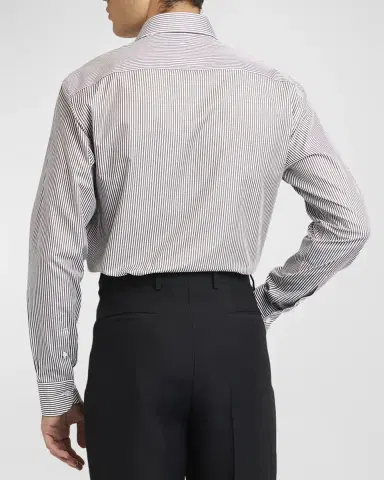 Brioni Men 's Cotton Bengal Stripe Dress Shirt | Thumbnail 4 Brioni Men 's Cotton Bengal Stripe Dress Shirt | Thumbnail 4