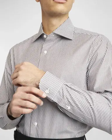 Brioni Men 's Cotton Bengal Stripe Dress Shirt | Thumbnail 5 Brioni Men 's Cotton Bengal Stripe Dress Shirt | Thumbnail 5
