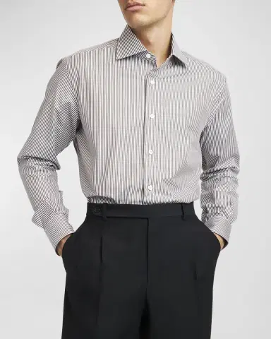 Brioni Men 's Cotton Bengal Stripe Dress Shirt | Thumbnail 6 Brioni Men 's Cotton Bengal Stripe Dress Shirt | Thumbnail 6