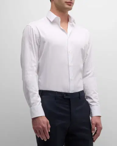 Giorgio Armani Men's Solid Cotton Sport Shirt | Thumbnail 4 Giorgio Armani Men's Solid Cotton Sport Shirt | Thumbnail 4