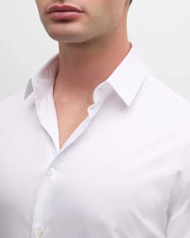 Giorgio Armani Men's Solid Cotton Sport Shirt | Thumbnail 5 Giorgio Armani Men's Solid Cotton Sport Shirt | Thumbnail 5
