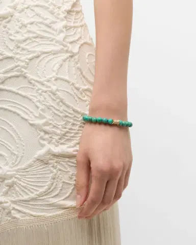 Sydney Evan 14K Yellow Gold Diamond Marquise Eye Candy Wrapper Bead on Green Turquoise Bracelet | Thumbnail 2 Sydney Evan 14K Yellow Gold Diamond Marquise Eye Candy Wrapper Bead on Green Turquoise Bracelet | Thumbnail 2