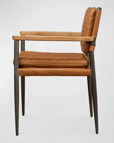 Sarreid Harley Leather Dining Arm Chair | Thumbnail 4 Sarreid Harley Leather Dining Arm Chair | Thumbnail 4