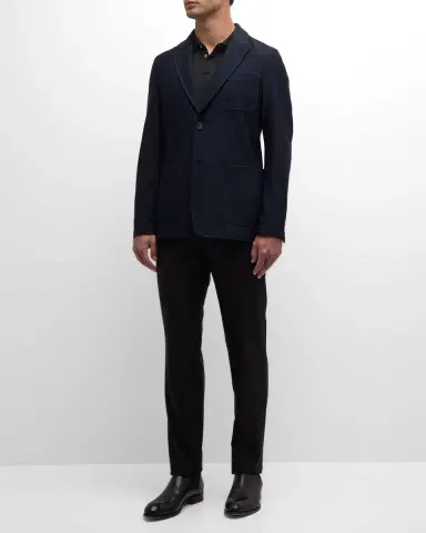 Giorgio Armani Men's Single-Breasted Rice Stitch Sport Coat | Thumbnail 2 Giorgio Armani Men's Single-Breasted Rice Stitch Sport Coat | Thumbnail 2