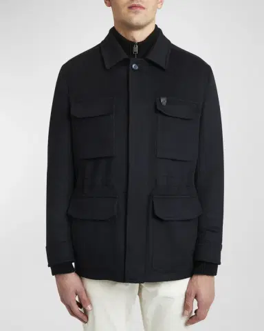 Brioni Men 's Sahariana Wool-Cashmere Utility Jacket | Thumbnail 4 Brioni Men 's Sahariana Wool-Cashmere Utility Jacket | Thumbnail 4
