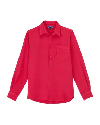 Vilebrequin Men's Caroubis Solid Linen Sport Shirt | Thumbnail 1 Vilebrequin Men's Caroubis Solid Linen Sport Shirt | Thumbnail 1