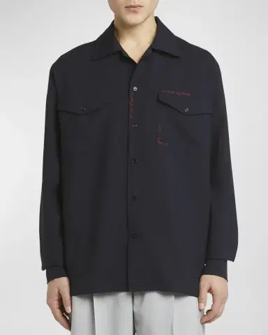 Marni Men's Embroidered Logo Sport Shirt | Thumbnail 4 Marni Men's Embroidered Logo Sport Shirt | Thumbnail 4