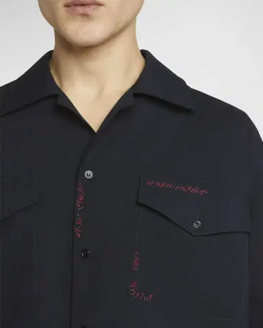 Marni Men's Embroidered Logo Sport Shirt | Thumbnail 6 Marni Men's Embroidered Logo Sport Shirt | Thumbnail 6