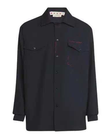 Marni Men's Embroidered Logo Sport Shirt | Thumbnail 1 Marni Men's Embroidered Logo Sport Shirt | Thumbnail 1