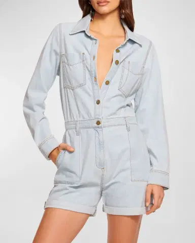 Ramy Brook Lavinia Long-Sleeve Denim Romper | Thumbnail 2 Ramy Brook Lavinia Long-Sleeve Denim Romper | Thumbnail 2