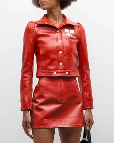 Courrèges Textured Vinyl Crop Jacket | Thumbnail 4 Courrèges Textured Vinyl Crop Jacket | Thumbnail 4