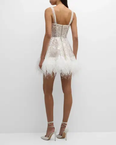 Bronx and Banco Mademoiselle Beaded Feather-Trim Mini Dress | Thumbnail 4 Bronx and Banco Mademoiselle Beaded Feather-Trim Mini Dress | Thumbnail 4