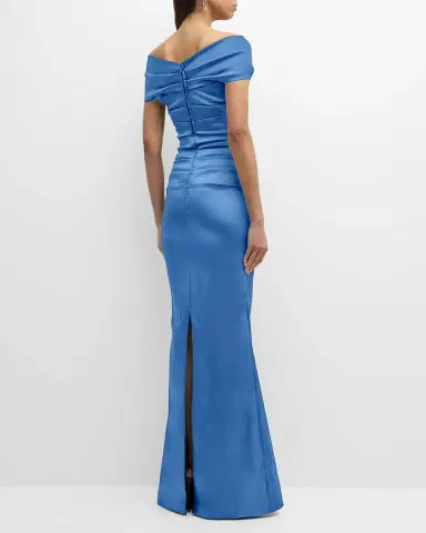 Rickie Freeman for Teri Jon Pleated Off-Shoulder Satin Column Gown | Thumbnail 6 Rickie Freeman for Teri Jon Pleated Off-Shoulder Satin Column Gown | Thumbnail 6