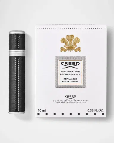 CREED Empty 0.33 oz. Leather Atomizer, Silver/Black | Thumbnail 2 CREED Empty 0.33 oz. Leather Atomizer, Silver/Black | Thumbnail 2