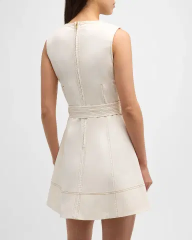 Tanya Taylor Reina Sleeveless Belted V-Neck Denim Mini Dress | Thumbnail 6 Tanya Taylor Reina Sleeveless Belted V-Neck Denim Mini Dress | Thumbnail 6