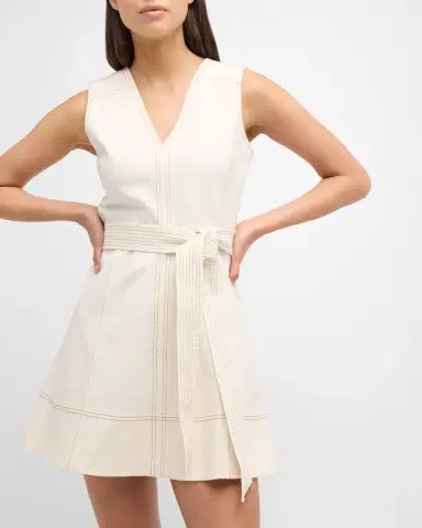 Tanya Taylor Reina Sleeveless Belted V-Neck Denim Mini Dress | Thumbnail 7 Tanya Taylor Reina Sleeveless Belted V-Neck Denim Mini Dress | Thumbnail 7