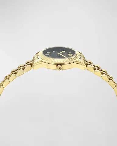 Versace 30mm Greca Time Watch with Bracelet Strap, Gold/Black | Thumbnail 3 Versace 30mm Greca Time Watch with Bracelet Strap, Gold/Black | Thumbnail 3