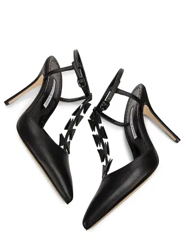 Manolo Blahnik Women's Maurata 105MM Bow-Detailed Leather T-Strap Pumps - Black | Thumbnail 6 Manolo Blahnik Women's Maurata 105MM Bow-Detailed Leather T-Strap Pumps - Black | Thumbnail 6