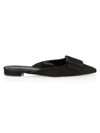 Manolo Blahnik Women's Maysale Suede Flats - Black - Size 11 | Thumbnail 1 Manolo Blahnik Women's Maysale Suede Flats - Black - Size 11 | Thumbnail 1