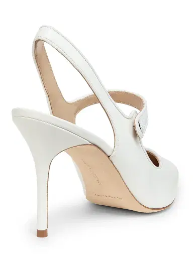 Manolo Blahnik Women's Camparisli 90MM Leather Mary Jane Pumps - White - Size 8 | Thumbnail 3 Manolo Blahnik Women's Camparisli 90MM Leather Mary Jane Pumps - White - Size 8 | Thumbnail 3