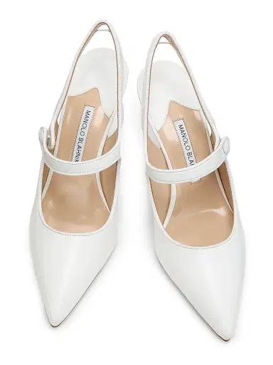 Manolo Blahnik Women's Camparisli 90MM Leather Mary Jane Pumps - White - Size 8 | Thumbnail 4 Manolo Blahnik Women's Camparisli 90MM Leather Mary Jane Pumps - White - Size 8 | Thumbnail 4