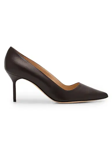 Manolo Blahnik Women's BB 70mm Leather Stiletto Pumps - Dark Brown | Thumbnail 1 Manolo Blahnik Women's BB 70mm Leather Stiletto Pumps - Dark Brown | Thumbnail 1