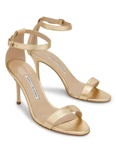 Manolo Blahnik Women's Chaos Metallic Leather Sandals - Gold - Size 7.5 | Thumbnail 2 Manolo Blahnik Women's Chaos Metallic Leather Sandals - Gold - Size 7.5 | Thumbnail 2