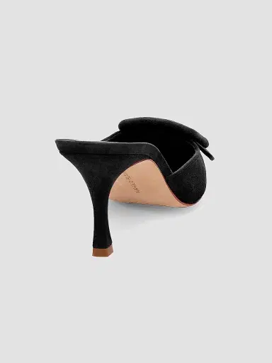 Manolo Blahnik Women's Maysale 70MM Buckle Suede Mules - Black | Thumbnail 3 Manolo Blahnik Women's Maysale 70MM Buckle Suede Mules - Black | Thumbnail 3