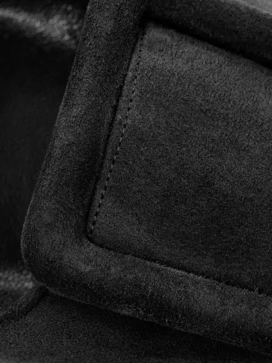 Manolo Blahnik Women's Maysale 70MM Buckle Suede Mules - Black | Thumbnail 6 Manolo Blahnik Women's Maysale 70MM Buckle Suede Mules - Black | Thumbnail 6