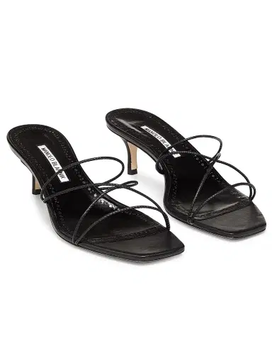 Manolo Blahnik Women's Ninfemu 50MM Leather Strappy Sandals - Black - Size 10.5 | Thumbnail 2 Manolo Blahnik Women's Ninfemu 50MM Leather Strappy Sandals - Black - Size 10.5 | Thumbnail 2