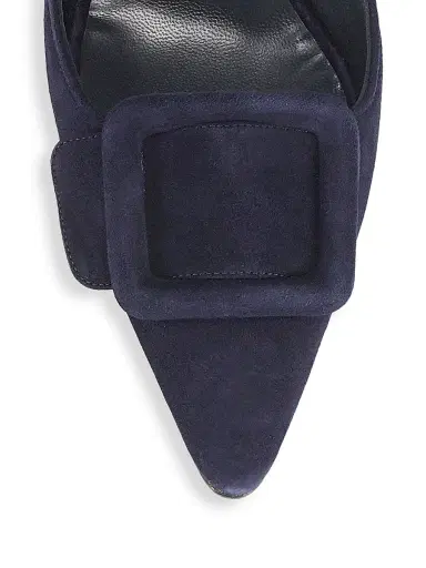Manolo Blahnik Women's Maysale 70MM Buckle Suede Mules | Thumbnail 4 Manolo Blahnik Women's Maysale 70MM Buckle Suede Mules | Thumbnail 4