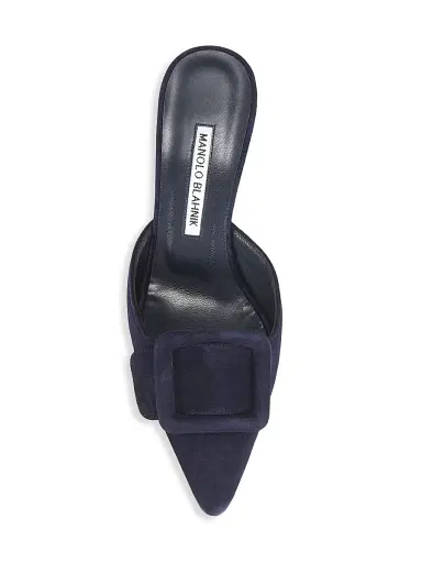 Manolo Blahnik Women's Maysale 70MM Buckle Suede Mules | Thumbnail 5 Manolo Blahnik Women's Maysale 70MM Buckle Suede Mules | Thumbnail 5