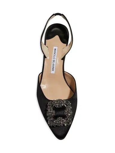 Manolo Blahnik Women's Hangisli 50MM Jewel Buckle Satin Pumps - Black - Size 10.5 | Thumbnail 6 Manolo Blahnik Women's Hangisli 50MM Jewel Buckle Satin Pumps - Black - Size 10.5 | Thumbnail 6