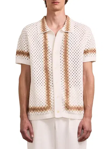 Frescobol Carioca Men's Marques Eyelet Cotton Cardigan - Ivory - Size XXL | Thumbnail 1 Frescobol Carioca Men's Marques Eyelet Cotton Cardigan - Ivory - Size XXL | Thumbnail 1