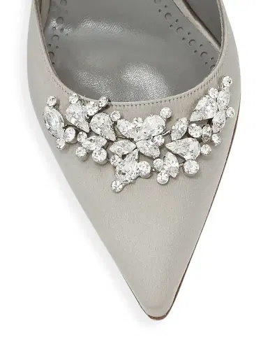 Manolo Blahnik Women's Lurum 90MM Embellished Satin Mules - Light Grey | Thumbnail 4 Manolo Blahnik Women's Lurum 90MM Embellished Satin Mules - Light Grey | Thumbnail 4