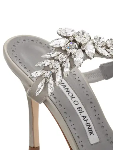 Manolo Blahnik Women's Lurum 90MM Embellished Satin Mules - Light Grey | Thumbnail 6 Manolo Blahnik Women's Lurum 90MM Embellished Satin Mules - Light Grey | Thumbnail 6
