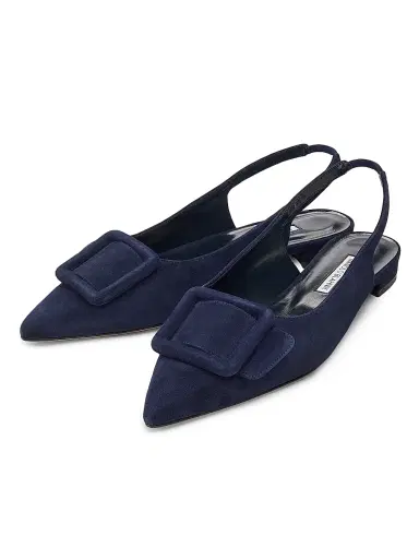 Manolo Blahnik Women's Maylura Suede Slingback Flats - Navy | Thumbnail 2 Manolo Blahnik Women's Maylura Suede Slingback Flats - Navy | Thumbnail 2
