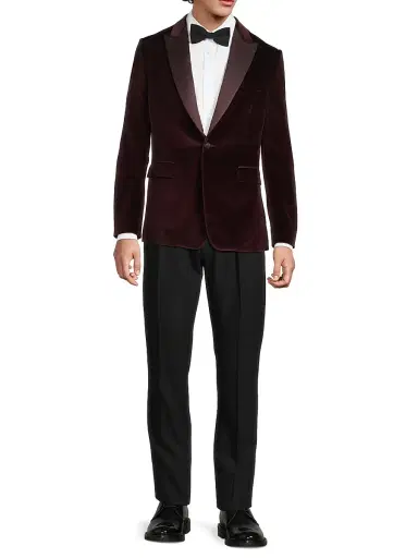 Paul Smith Men's Velvet One-Button Jacket - Dark Red - Size 40 | Thumbnail 2 Paul Smith Men's Velvet One-Button Jacket - Dark Red - Size 40 | Thumbnail 2