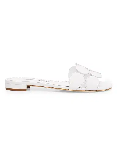 Manolo Blahnik Women's Haribal Leather Sandals - White | Thumbnail 1 Manolo Blahnik Women's Haribal Leather Sandals - White | Thumbnail 1
