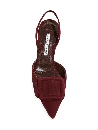 Manolo Blahnik Women's Maysli 70MM Suede Slingback Pumps | Thumbnail 5 Manolo Blahnik Women's Maysli 70MM Suede Slingback Pumps | Thumbnail 5