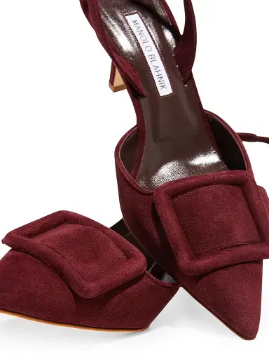 Manolo Blahnik Women's Maysli 70MM Suede Slingback Pumps | Thumbnail 6 Manolo Blahnik Women's Maysli 70MM Suede Slingback Pumps | Thumbnail 6
