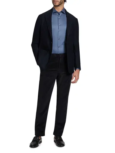 Canali Men's Jersey Sport Shirt - Blue | Thumbnail 2 Canali Men's Jersey Sport Shirt - Blue | Thumbnail 2